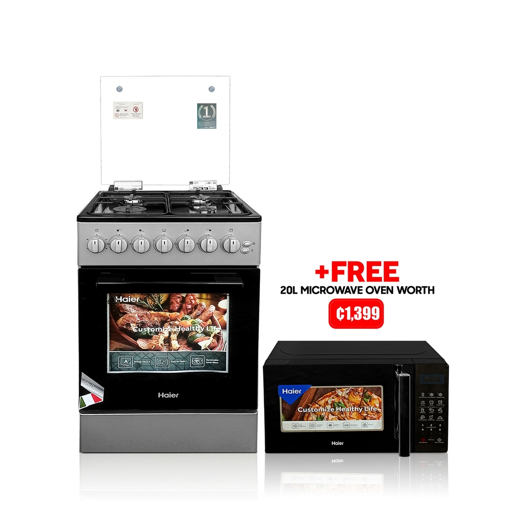 Haier 50x50cm Pro Gas Cooker with Oven & Grill + FREE HAIER 20L MICROWAVE