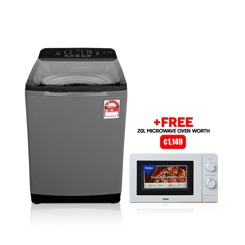 Haier 10kg Top Load Full Auto Washing Machine + FREE HAIER 20L MICROWAVE