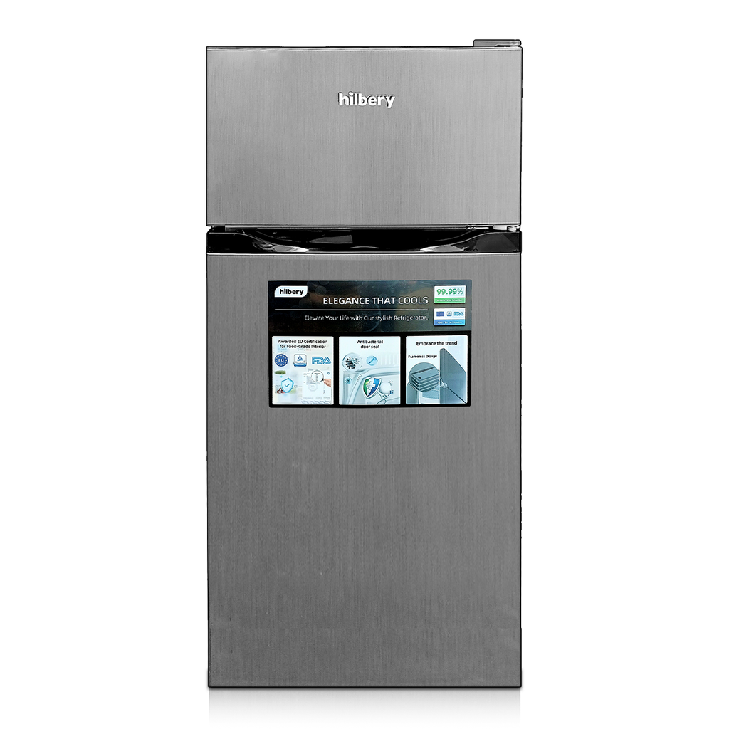 Hilbery 112 Ltr Double Door Fridge GREY & BLACK