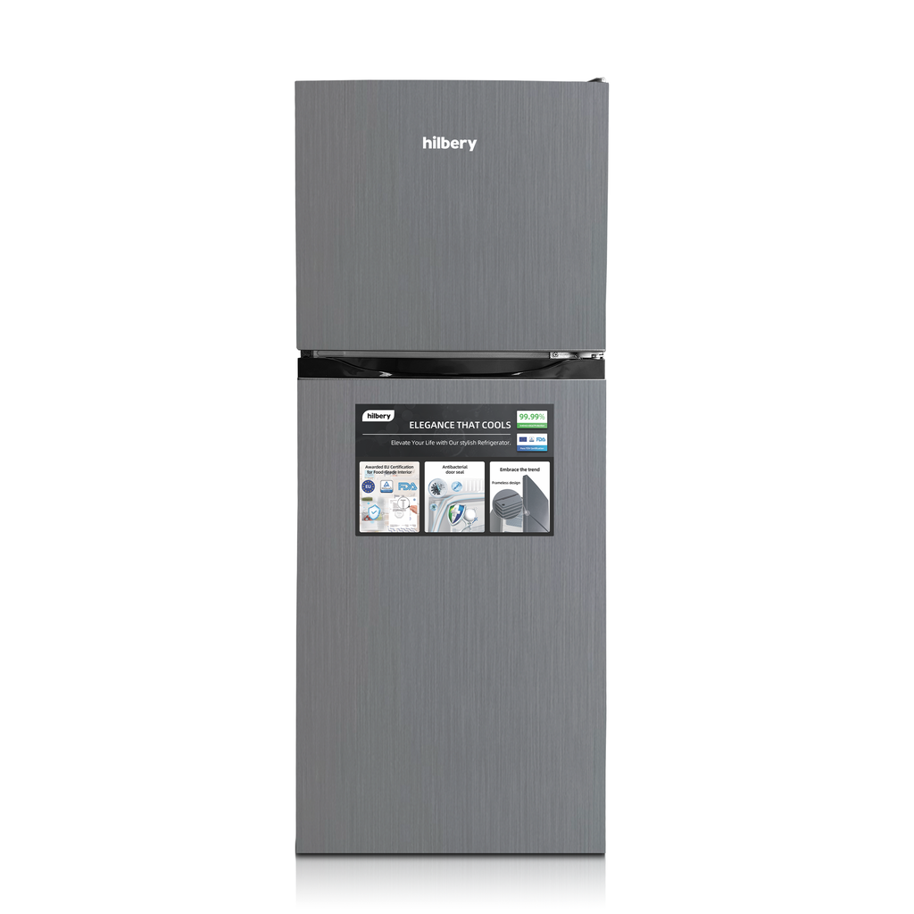 Hilbery 138 Ltr Double Door Fridge GREY & BLACK