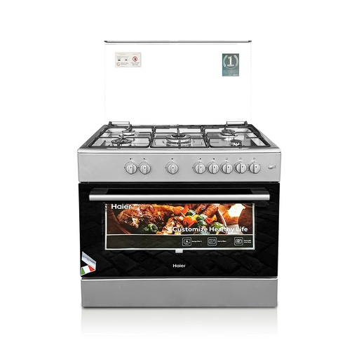 [HCR6050EGS] Haier 90x60cm Industrial 5 Burner Stainless Steel Gas Cooker with Oven, Grill & Rotisserie
